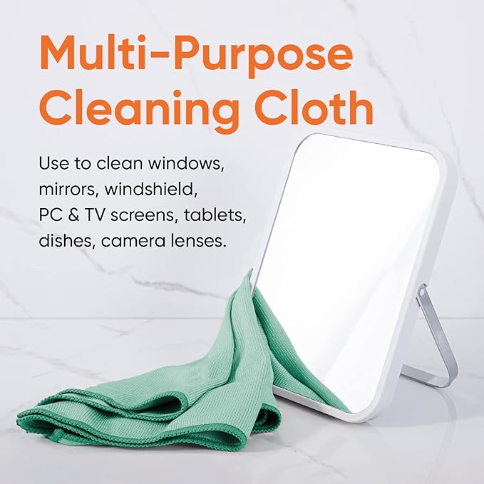 Superio Microfiber Window Cleaning Cloth, Mirror & Glass Miracle Cloth Lint & Streak Free, Washable, Large Eco-Friendly for Cars, Tv Screens, Glasses, Cleans with Plain Water (14x16), 16 Pack