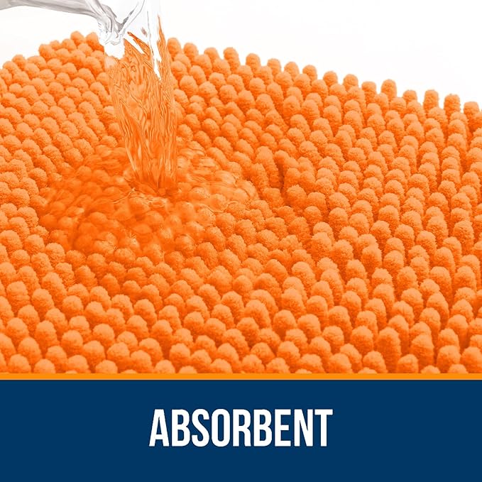 OLANLY Large Bathroom Rugs 59x35, Extra Soft Absorbent Chenille Bath Rugs, Rubber Backing Quick Dry, Machine Washable Bath Mats for Bathroom Floor, Tub and Shower, Home Decor Accessories, Orange