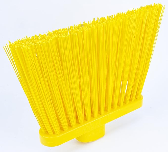 SPARTA 41083EC04 Plastic Color Coded Broom, Unflagged Bristles, Long Broom With Angled Head For Small Debris Cleaning, 56 Inches, Yellow