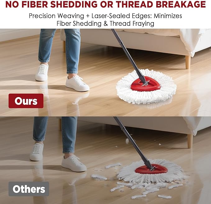 Mop Head Replacement for O-Cedar Easy Wring 1-Tank System，Exovyn Spin Mophead Replacements，Microfiber 9 Pack 360° Swivel Mop Refills，Deep Clean,Easy Cleaning，Machine Washable and Easy to Replace