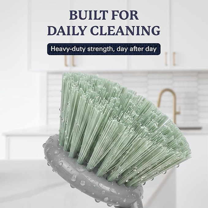 Farberware Dish Brush with Handle – 2 Pack Kitchen Scrub Brush for Dishes, Non-Scratch Dishwashing Brush Set with Firm Bristles for Pots, Pans, & Sink, Soft Grip Handles for Everyday Cleaning