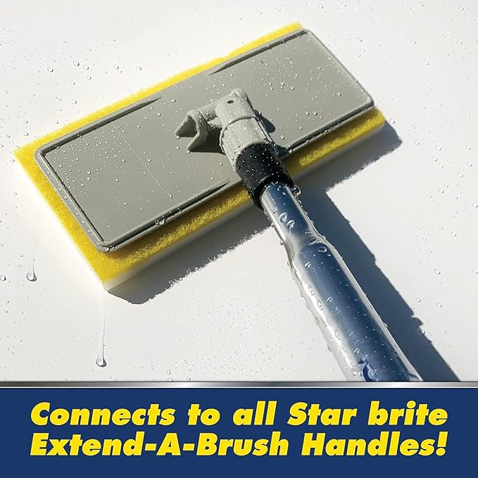 STAR BRITE Ultimate Magic Sponge +Scrub XTEND Combo - Dual Articulating Flex Head Scrubber + 3'-6' Extending Aluminum Handle
