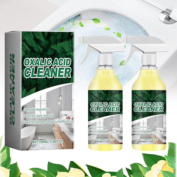 Oxalic Acid Cleaner For Bathroom,Oxalic Acid Cleaner Spray,Oxalic Acid Stain Cleaner,Powerful Stain Removal Spray,Multi-Surface Stain Remover For Bathtub, Porcelain, Tiles (2PC)