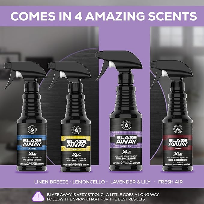 Blaze Away Commercial Air Freshener & Odor Eliminator for Strong Odor - Industrial-Grade Room Spray & Room Deodorizer for Home, Car, Smoke & Pet Odors - Long-Lasting Odor Absorber, Room Fresheners
