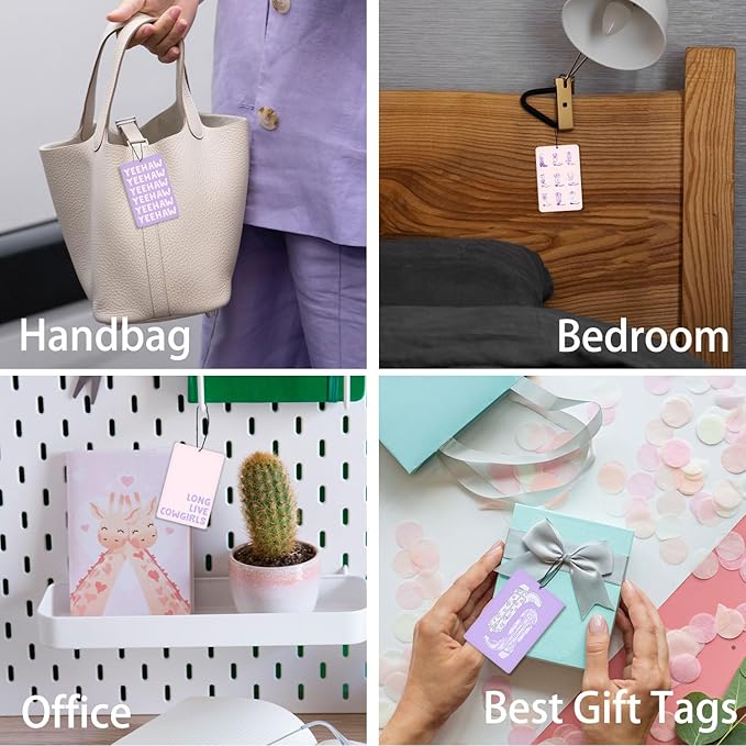 Preppy Purple Western Cowgirl Lavender Car Air Freshener 4 Pcs, Girly Floral Cowgirl Boots Air Freshener Hanging Decor for Cars Closet Drawer Books, Cute Areadeodorizer Gifts for Women Girls