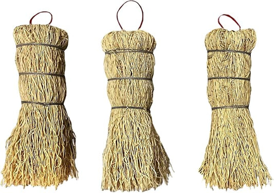 Coladera Set of 3 Natural Fiber Dish Brush Cleaners Mexican Escobetas Molcajete with Hangers Sustainable Kitchen Cleaning Scrubber Brushes for Pots Sinks and Pans Cepillo Limpia Trastes Yellow