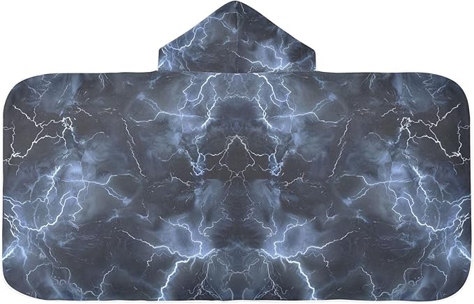 Hooded Towel for Kids Lightning in Dark Sky Beach Wrap Bath Towels 50x23.5in