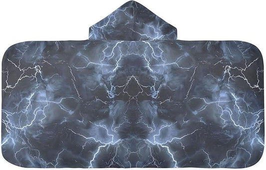 Hooded Towel for Kids Lightning in Dark Sky Beach Wrap Bath Towels 50x23.5in