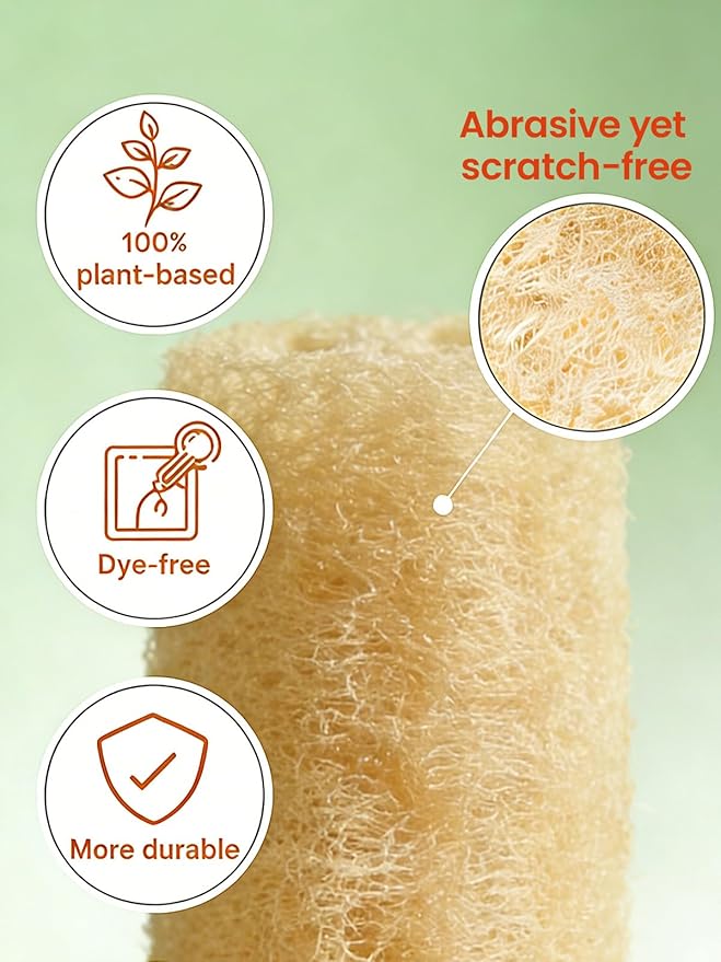 Natural Loofah Sponges, Biodegradable, Plastic-Free Scrubbers for Dishwashing, Shower, Kitchen & Body – Zero Waste Cleaning Pads - 1pcs Original Shape