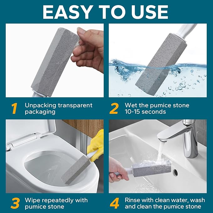 Emycool Pumice Stone Toilet Bowl Cleaner, 16 Pack Toilet Pumice Stone with Handle for Toilet Cleaning, Bathtubs, Sinks, Swimming Pools, Grills