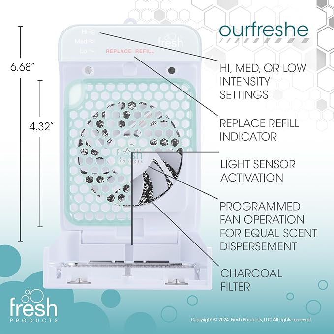 Fresh Products ourfreshe Plug In Air Freshener 30 Day Refills Replace Messy Aerosols with Dry Fragrance For Use in Medium Sized Spaces Spa Minerals 6 Pack