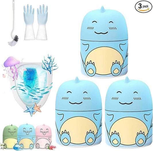 Magic Toilet Cleaning Bottle, Magic Toilet Bowl Cleaner with Carrying Rope, Cute Dinosaur-Shaped Toilet Bowl Cleaner Bottle, Long-Lasting Fresh Scent, One Dinosaur for Three Months (3-Ocean)