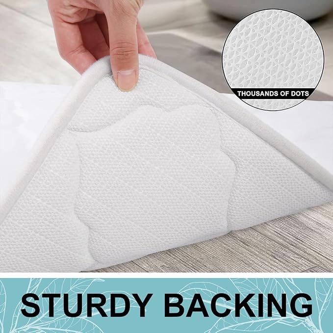 OLANLY Memory Foam Bath Mat Rug 44x24, Ultra Soft and Absorbent Bathroom Rugs, Non-Slip, Comfortable, Machine Washable Bath Carpet for Bathroom Floor, Tub, Shower and Home Decor Accessories, White
