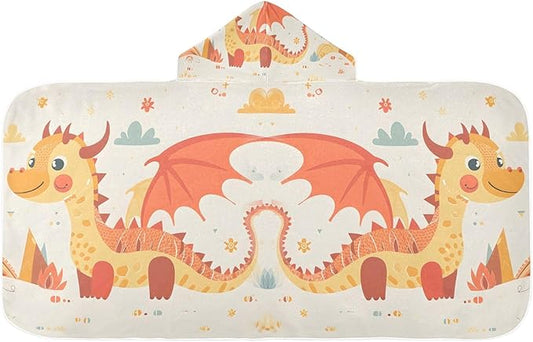 Hooded Towel for Kids Graphic with A Dragon Beach Wrap Bath Towels 50x23.5in
