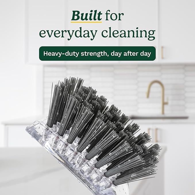 Cuisinart Dish Brush with Handle 2 Pack – Kitchen Scrub Brush for Dishes, Pots & Pans, Non-Scratch Dish Scrubber, Firm Bristles for Sink & Cookware, Comfortable Grip for Everyday Cleaning