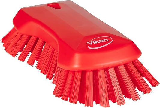 Vikan 38944 Extra Large Hand Brush, Multifunctional, Slip-Resistant Cleaning Tool, Extra Stiff Polypropylene & Polyester Bristle, 9.1", Red
