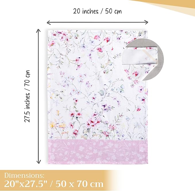 Maison d' Hermine Kitchen Towels Set of 3 100% Cotton 27.50" x 20" Reusable Cloth Tea Dish Towels Absorbent with Hanging Loop for Kitchen Farmhouse Hotel Spring Summer - Summer Floral