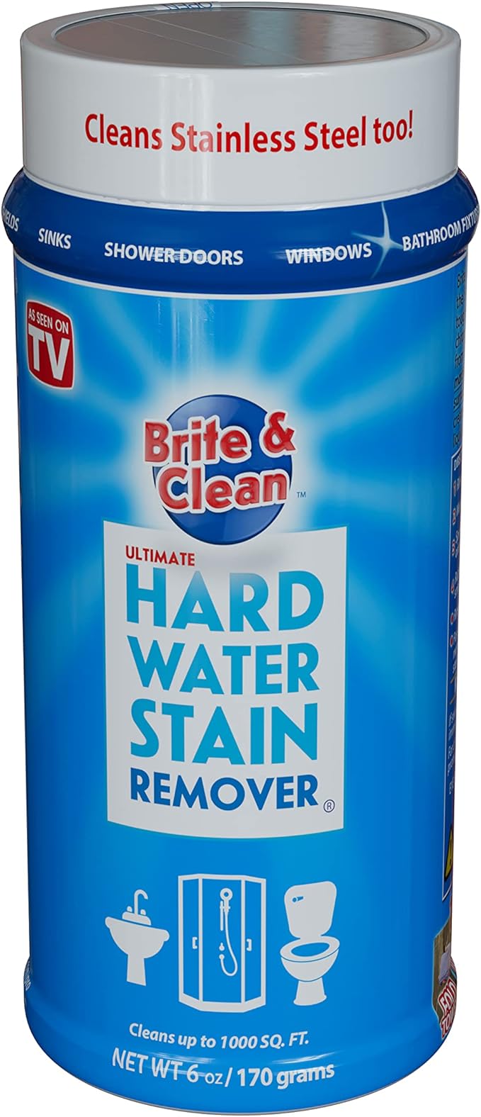 Brite & Clean® (Bright & Clean) Ultimate Hard Water Stain Remover® for Glass, Shower Doors & Windows – Removes Mineral Deposits from Granite, Porcelain, Tile, Stainless Steel & Chrome