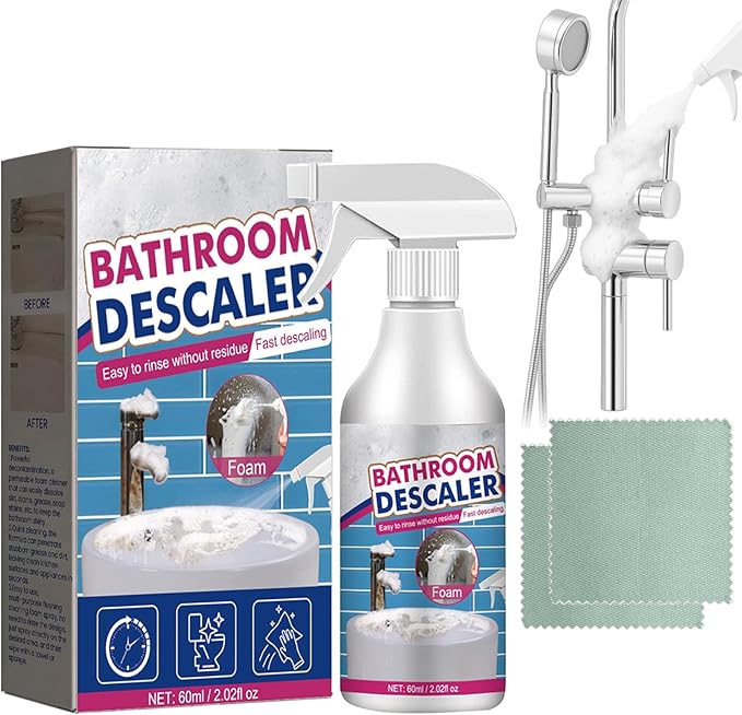 Bathroom Descaler Foam Cleaner Spray, All Purpose Foam Cleaner Spray Bathroom Descaler Cleane Stubborn Stains For Glass Shower Doors Sprayer - Restore Original Luster (1)