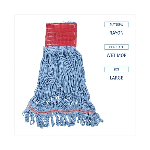 Boardwalk BWK403BL Mop Head, Premium Standard Head, Cotton/Rayon Fiber, Large, Blue (Case of 12)