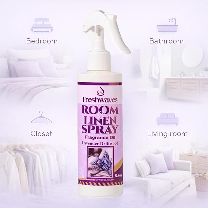 Freshwaves Room & Linen Spray | Lavender Driftwood | White Trigger Air Spray Freshener | Odor Eliminator | Air Freshener Spray | 8.8oz
