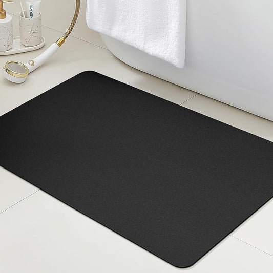 ACCUMTEK Non Slip Bath Mat, Thin Bathroom Rugs Fit Under Door, Quick Dry Bath Mats, Machine Washable Bath Rugs for Bathroom, Bathtub & Kitchen, Bathtub & Kitchen, Black/Solid/36 x24