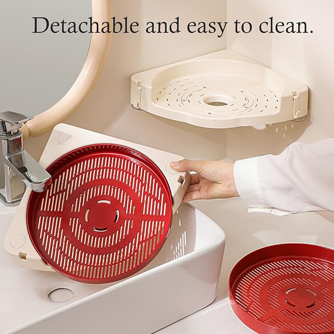 Rotating Wall Shelf with Drainage Systems Easy Installation Multiple Room Storage Organizers Sturdy Construction Drillless Rotating Shelf