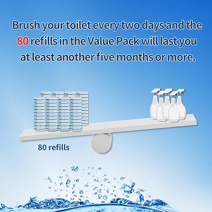 Hohoky 80Pcs Toilet Wand Refills for Disposable Toilet Bowl Brush Scrubber Cleaner Refill Pads,Toilet Brush Replacement Compatible Heads with Most Toilet Brushes Scrubber