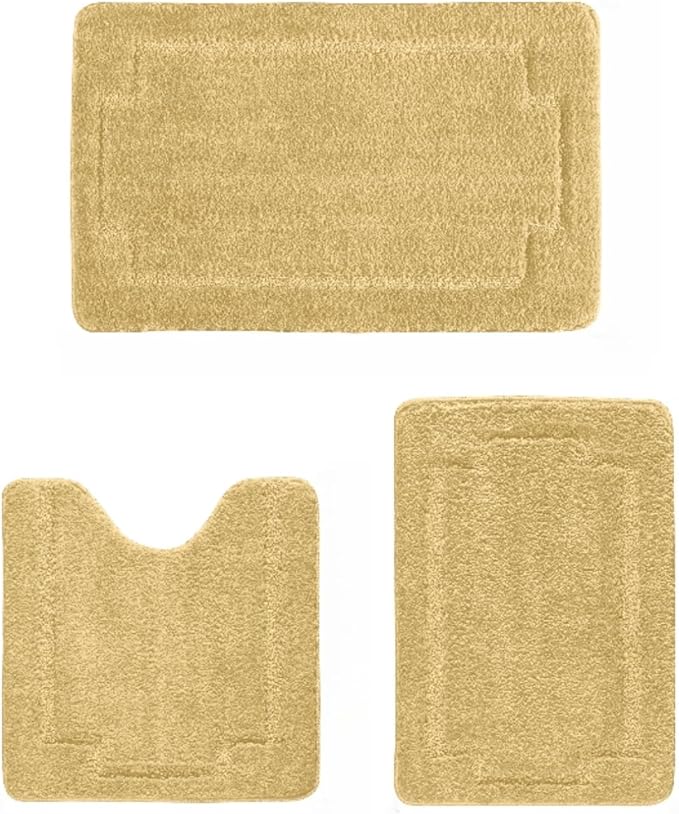 Bath Rugs Set 3 Pieces Bathroom Mat Soft Absorbent Plush Shaggy Soft Floor Non Slip Shower Bath Tub Machine Washable (HGD-ser, 20"x32"/20"x20"/17"x24")
