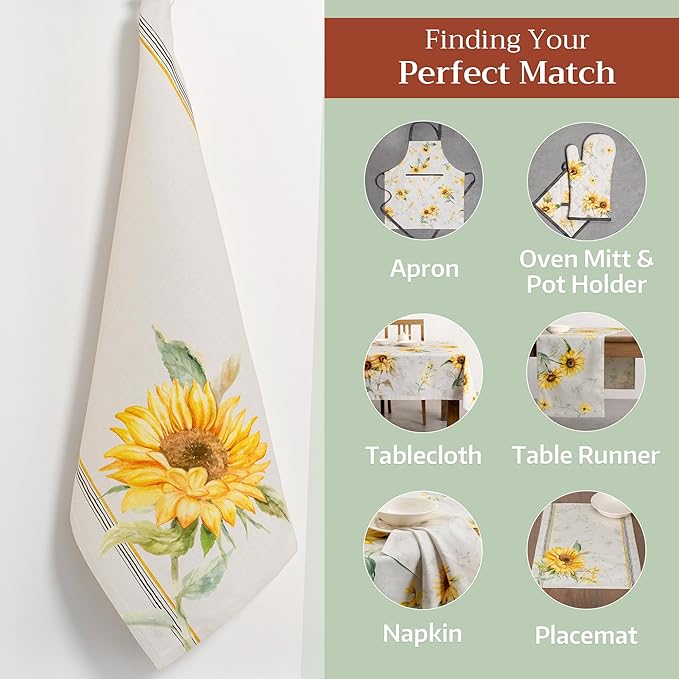 Maison d' Hermine Kitchen Towels Set of 3 100% Cotton 27.50" x 20" Reusable Cloth Tea Dish Towels Absorbent with Hanging Loop for Kitchen Farmhouse Hotel Spring Summer - Candice