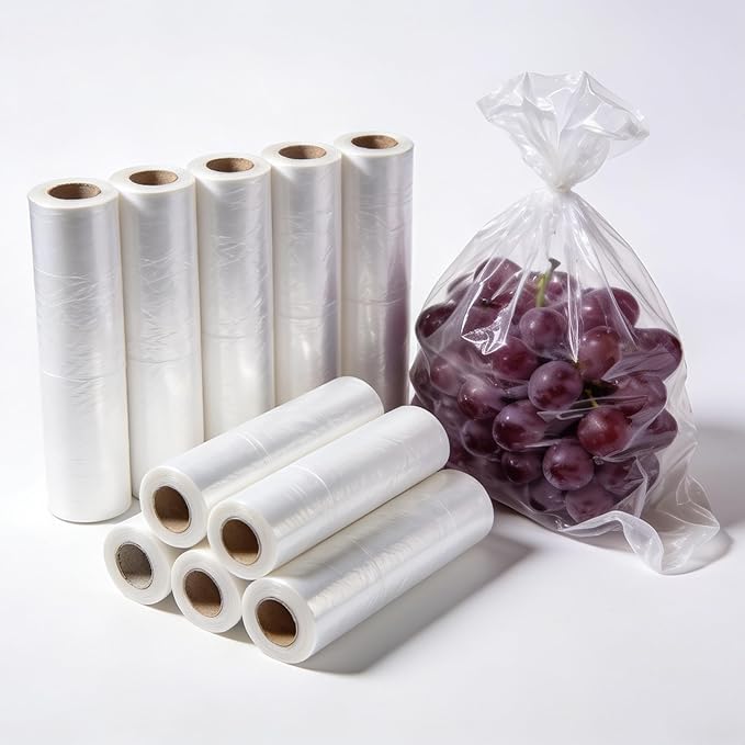 Food Storage Bags, 10 Rolls 12x16 Clear Plastic Produce Bags Roll for Food Storage, Bread, Vegetables, Fruit, and More, 350 Bags/Roll
