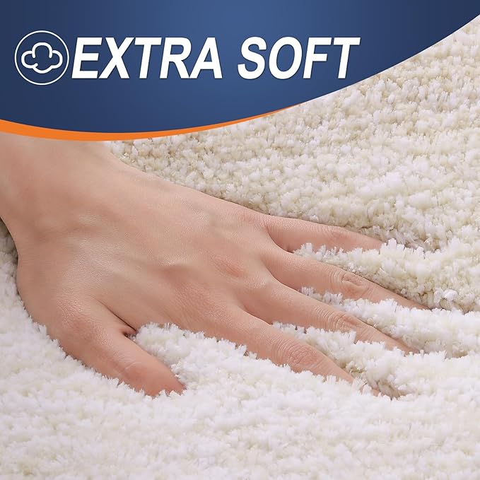 OLANLY Bathroom Runner Rugs Mat 47x20, Extra Soft Absorbent Microfiber Bath Rugs, Rubber Backing, Quick Dry, Washable Long Bath Mats for Bathroom, Tub and Shower, Home Decor Accessories, Light Beige