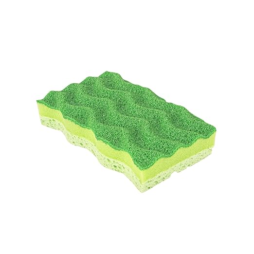 Restaurantware Cleaning Sponge 3 Count 4.5 x 2.5 Inches Cellulose Non-Abrasive Deep-Groove Durable Rectangular Green