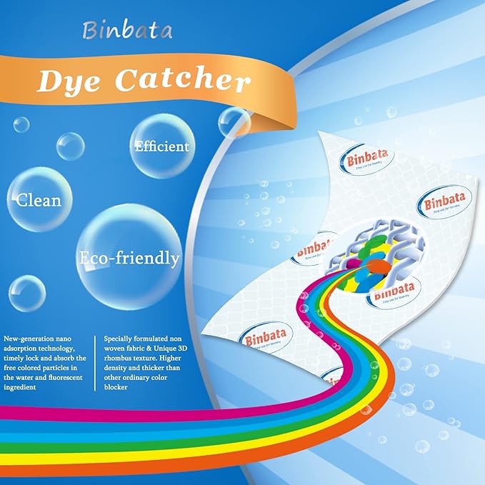 Binbata Color Grasper for Laundry 240 Count, Fragrance Free Dye Catcher Essential for Home Use, Dye Guard Grabber Sheets for Laundry in-Wash Sheets