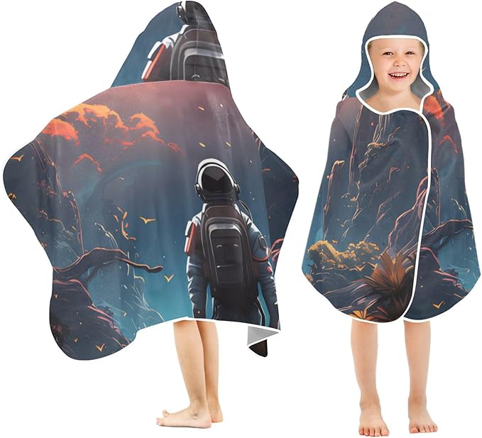 Hooded Towel for Kids Travelling Man in The River Staring The Sun Beach Wrap Bath Towels 50x23.5in