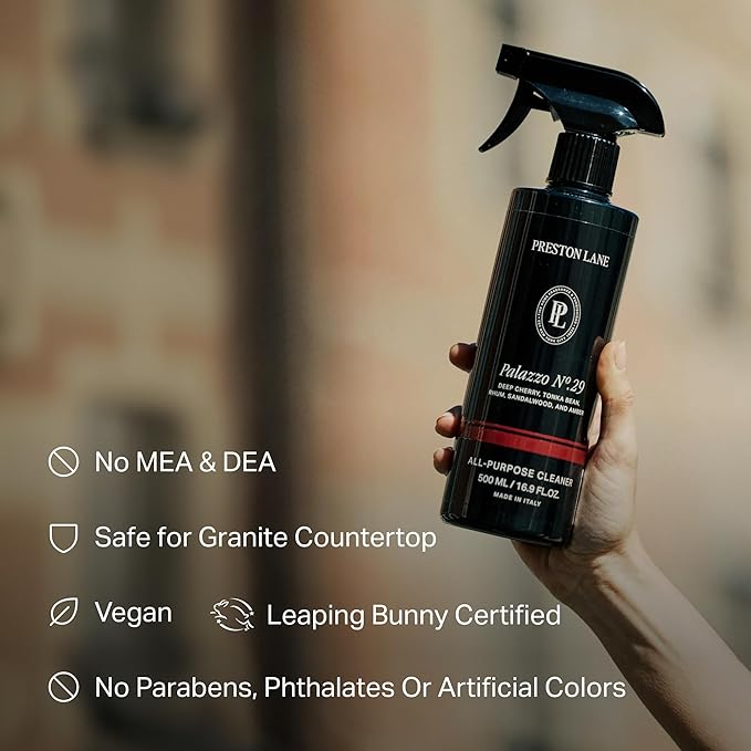 Preston Lane Luxury All-Purpose Cleaner, Palazzo No. 29 Scent | Bio-Based Multi-Surface Spray | Streak-Free Finish, Lifts Dirt, Smudges & Grease | Vegan & Cruelty-Free