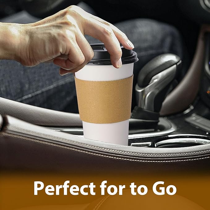 Clawsoff 50 Pack 20 oz Disposable Coffee Cups with Lids and Insulated Sleeves, Leak-free Paper and Sturdy Thick Paper Hot to Go Coffee Cups with Lids for Cold/Hot Beverage (White)