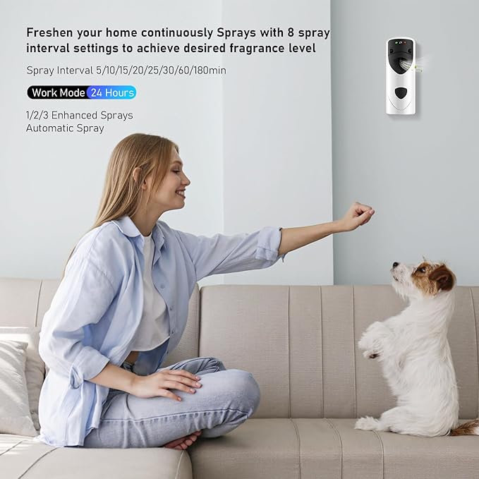 Automatic Air Freshener Spray Dispenser With Remote Programmable Fragrance Dispenser Fit for Spray Refills | Wall Mount Aerosol Dispenser Spray for Bathroom, Hotel, Commercial Place