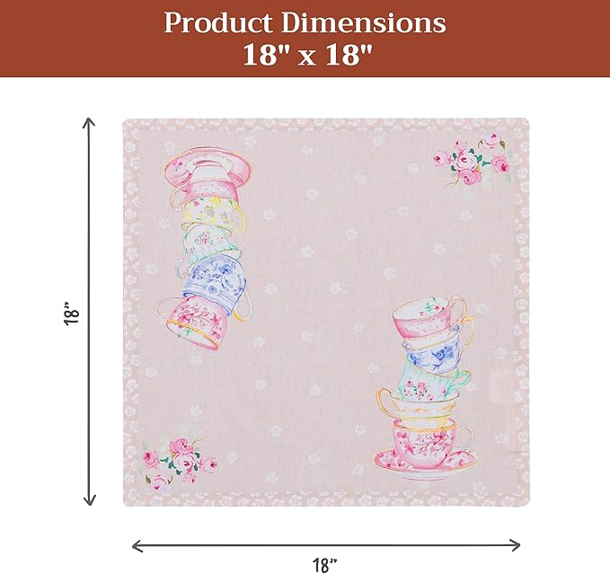 Maison d' Hermine 100% Cotton Cloth Napkins Set of 4 Everyday Reusable Square Napkins Cloth Washable Dinner Party Wedding Restaurant Hotel Kitchen Spring Summer (High Tea, 18" x 18")