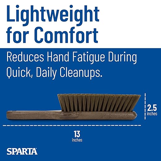 SPARTA 8 Inch Soft Counter Brush with Polyester Bristles and 5 Inch Handle, Color Coded Handheld Broom for Tables Countertops and Foodservice Surfaces, 13 Inch Overall Length, Brown, Pack of 6