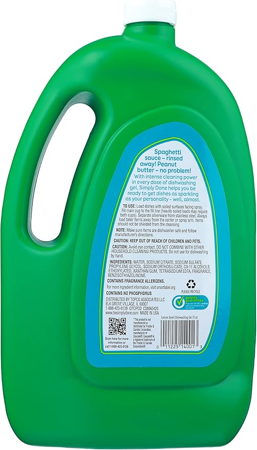 Dishwasher Detergent, Automatic, with Bleach, Lemon Scent, 75 Ounce