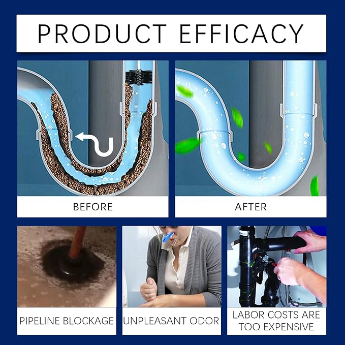 Clogless Sink Drain Powder – Pipe Unblocking & Sewer Cleaning Solution for Kitchen, Bathroom & Laundry Drains, Odor Reduction & Easy-to-Use Powder, 8-Pack