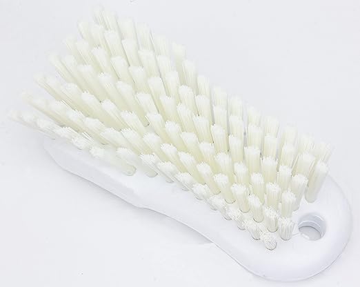 SPARTA Plastic Cutting Board Scrub Brush with Hanging Hole for Washing Cutting Boards, 6 Inches, White