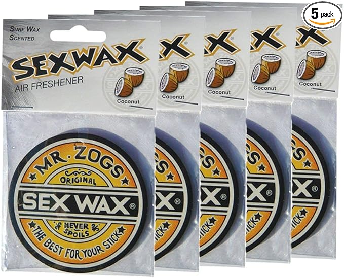 Sex Wax Air Freshener Coconut 5-Pack Plus Hand Sanitizer
