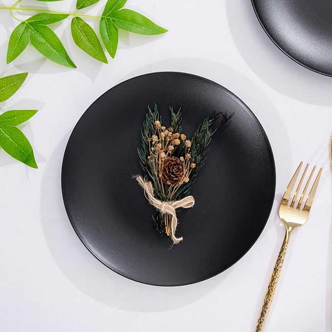 EI 80pcs Black Dessert Plates 7.5inch,Disposable Matte Plastic Plate Frosted Small Black Dessert/Cake/Appetizer Plastic Plates Disposable Heavy Duty for Party,Wedding,Graduation Decorations