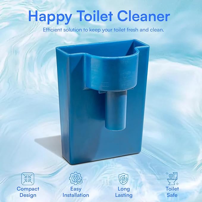 Happy Toilet Cleaner Automatic Toilet Bowl Cleaner - Easy to Install Toilet Tablet Holder - Self-Cleaning Toilet System, Deep Clean with Every Flush - Made in the USA