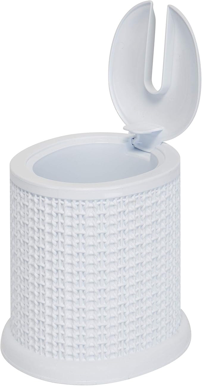 Bath Bliss Self Closing Lid Toilet Brush with Rim Scrubber | Dimensions: 5. 9" x 5. 3" x 15. 4" | Self Closing | 360 Degree Bristle | Bathroom Cleaning | Separate Rim Scrubber | White