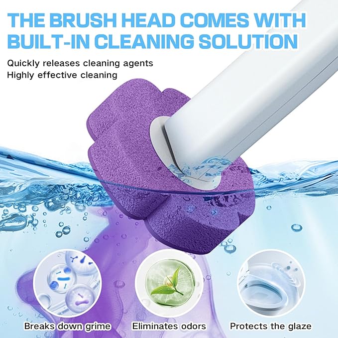 30 PCS Disposable Toilet Brush Refills, Lavender Scented Wand Refill Pads, Replacement Bowl Cleaner Brush Heads for Toilet Bowl Deep Cleaning