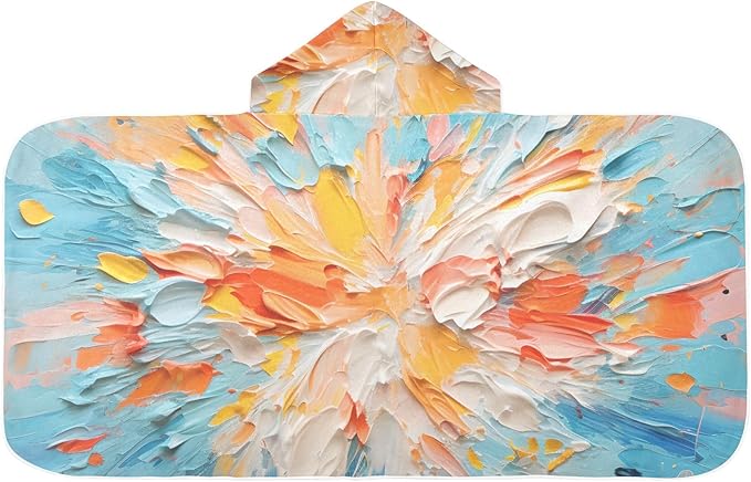 Hooded Towel for Kids Colorful Abstract Artwork Beach Wrap Bath Towels 50x23.5in