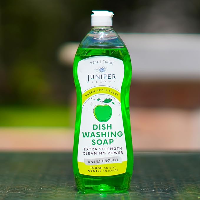 Juniper CLEAN, Dish Soap, Green Apple Scent, Liquid Dish Washing Soap Squeeze Bottle 25 Fl Oz (Pack of 1)